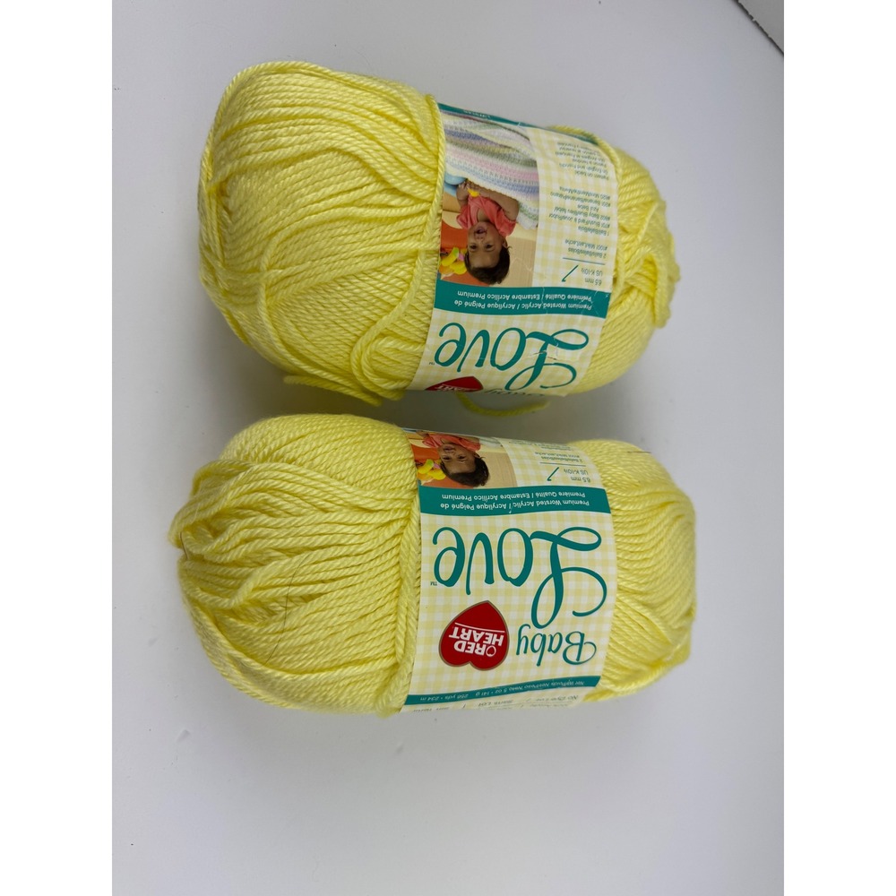 Lot of 2 Red Heart Baby Love Yarn Banana Yellow Worsted Acrylic Discontinued